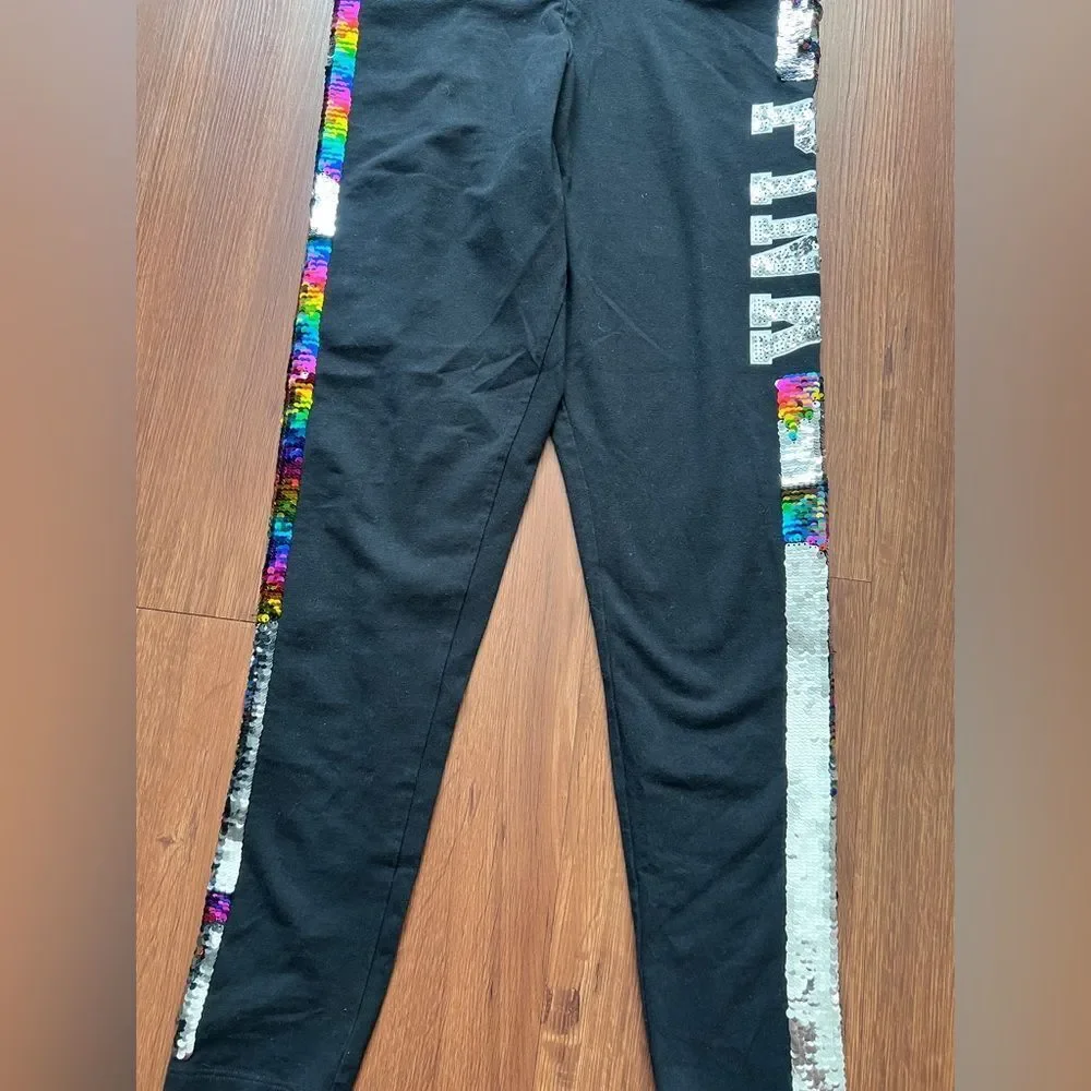 PINK VS RAINBOW BLING LEGGINGS M